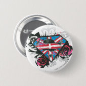 Supergirl Britse vlag en Rozen Ronde Button 5,7 Cm (Voorkant /achterkant)