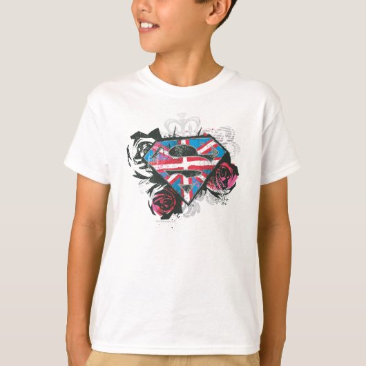 Supergirl Britse vlag en Rozen T-shirt (Voorkant)