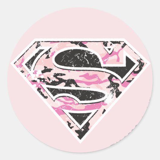 Supergirl Camouflage Logo Ronde Sticker (Voorkant)