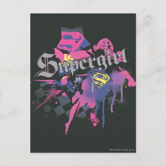 Supergirl Checkered Splatter Briefkaart (Voorkant)