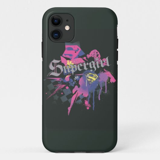 Supergirl Checkered Splatter Case-Mate iPhone Case (Achterkant)
