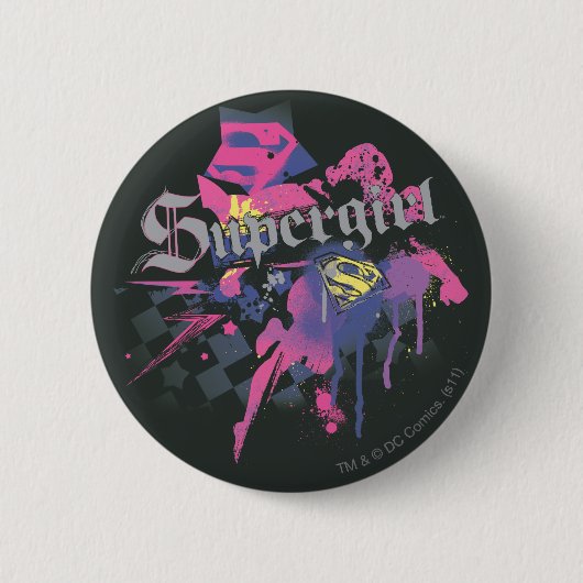 Supergirl Checkered Splatter Ronde Button 5,7 Cm (Voorkant)