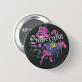 Supergirl Checkered Splatter Ronde Button 5,7 Cm (Voorkant /achterkant)