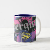 Supergirl Checkered Splatter Tweekleurige Koffiemok (Voorkant rechts)