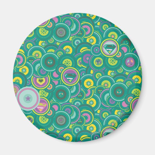 Supergirl Circle Green Pattern Magneet (Voorkant)