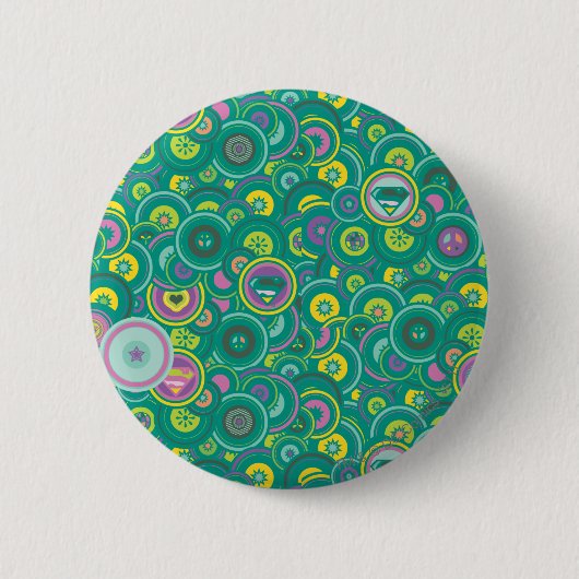 Supergirl Circle Green Pattern Ronde Button 5,7 Cm (Voorkant)