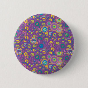Supergirl Circle Paars Patroon Ronde Button 5,7 Cm