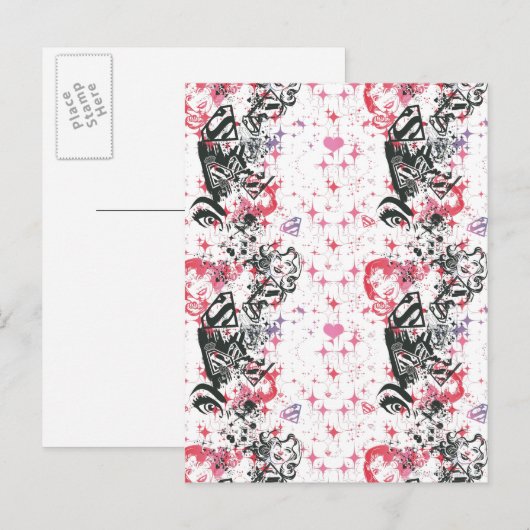 Supergirl Collage Patroon Briefkaart (Voorkant / Achterkant)