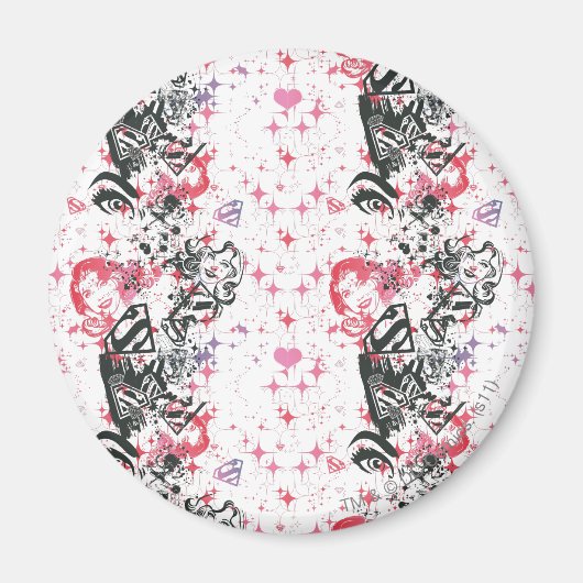 Supergirl Collage Patroon Magneet (Voorkant)