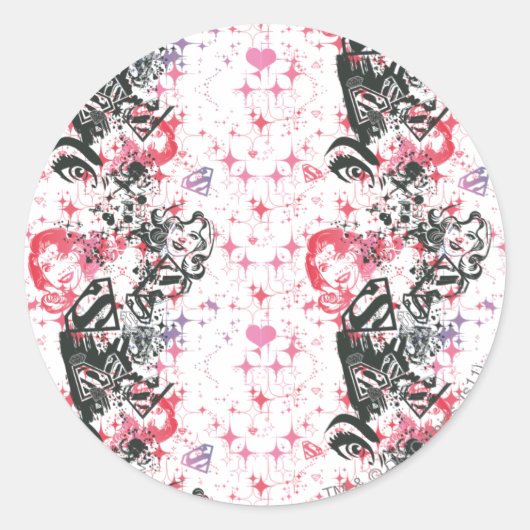 Supergirl Collage Patroon Ronde Sticker (Voorkant)