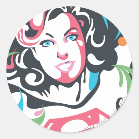 Supergirl Color Splash Swirls 3 Ronde Sticker (Voorkant)