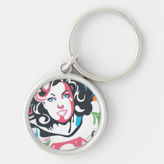 Supergirl Color Splash Swirls 3 Sleutelhanger (Voorkant)