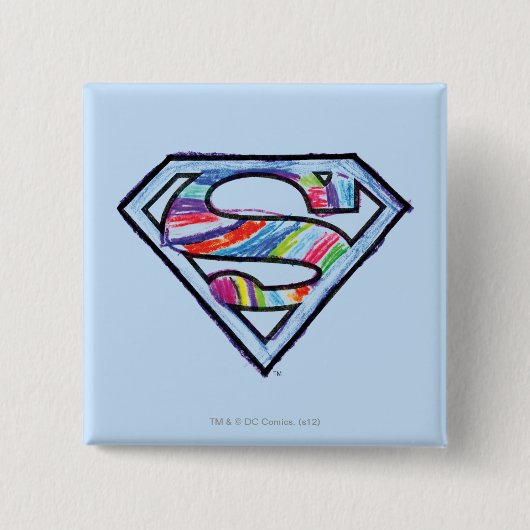 Supergirl Colorful Sketch Logo Vierkante Button 5,1 Cm (Voorkant)