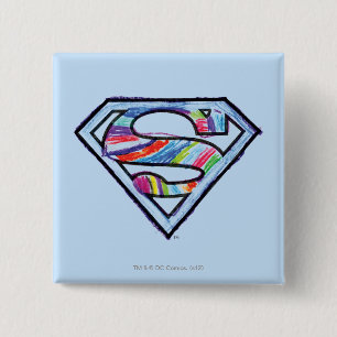 Supergirl Colorful Sketch Logo Vierkante Button 5,1 Cm