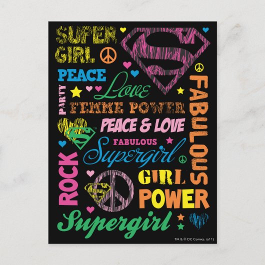 Supergirl Colorful Text Collage Briefkaart (Voorkant)