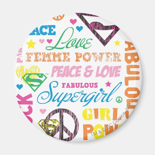 Supergirl Colorful Text Collage Magneet (Voorkant)