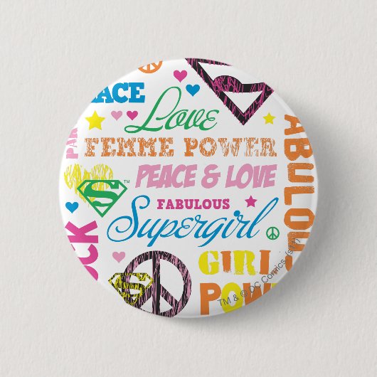 Supergirl Colorful Text Collage Ronde Button 5,7 Cm (Voorkant)