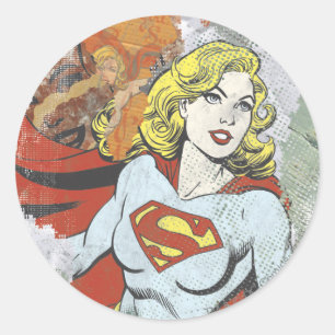 Supergirl Comic Capers 2 Ronde Sticker