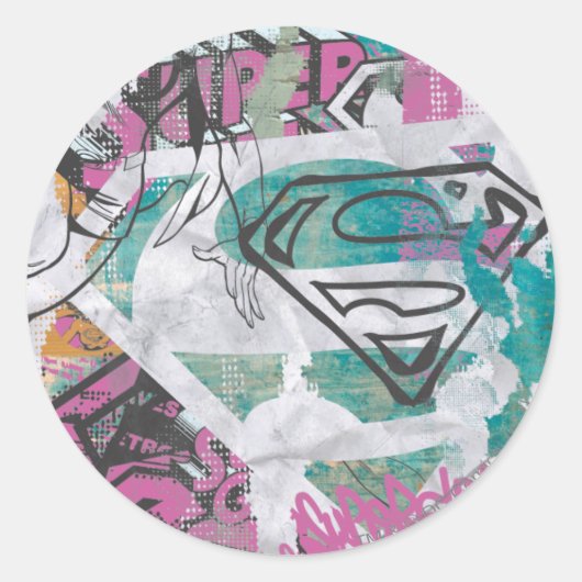 Supergirl Comic Capers Patroon 11 Ronde Sticker (Voorkant)