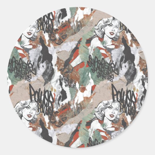 Supergirl Comic Capers Pattern 6 Ronde Sticker (Voorkant)