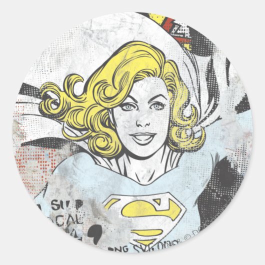 Supergirl Comic Caps 3 Ronde Sticker (Voorkant)