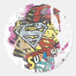 Supergirl Comic Caps 4 Ronde Sticker