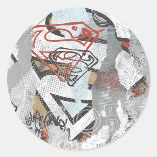 Supergirl Comic Caps Patroon 1 Ronde Sticker (Voorkant)
