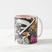 Supergirl Comic Caps Patroon 3 Tweekleurige Koffiemok (Voorkant rechts)