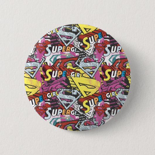 Supergirl Comic Caps Patroon 4 Ronde Button 5,7 Cm (Voorkant)