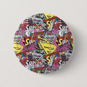 Supergirl Comic Caps Patroon 4 Ronde Button 5,7 Cm