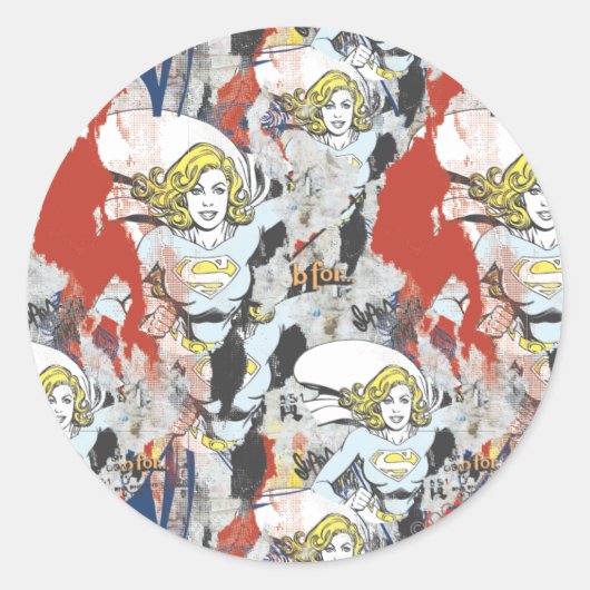 Supergirl Comic Caps Patroon 5 Ronde Sticker (Voorkant)