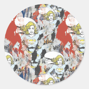 Supergirl Comic Caps Patroon 5 Ronde Sticker