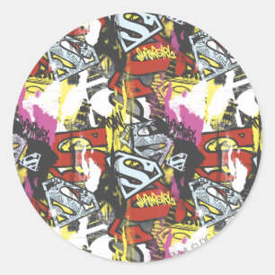 Supergirl Comic Caps Patroon 7 Ronde Sticker