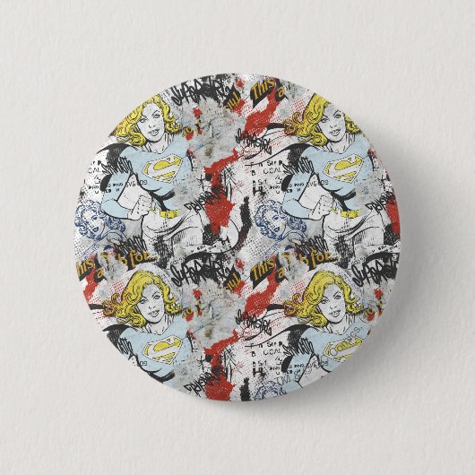 Supergirl Comic Caps Patroon 9 Ronde Button 5,7 Cm (Voorkant)