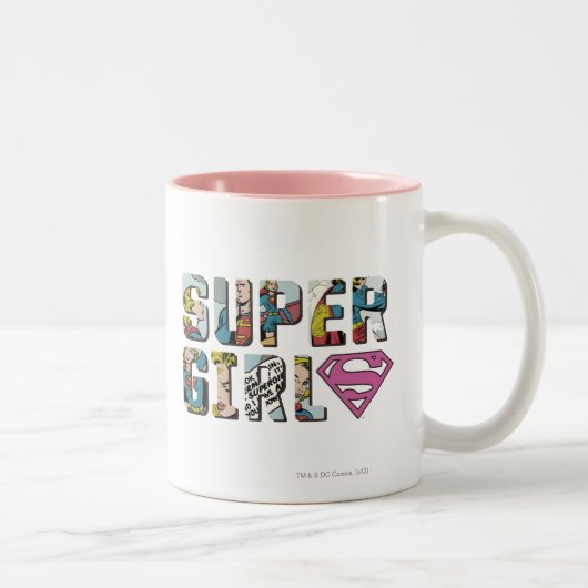 Supergirl Comic Logo Tweekleurige Koffiemok (Rechts)