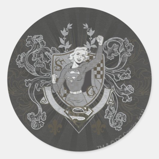 Supergirl Crest Ronde Sticker (Voorkant)