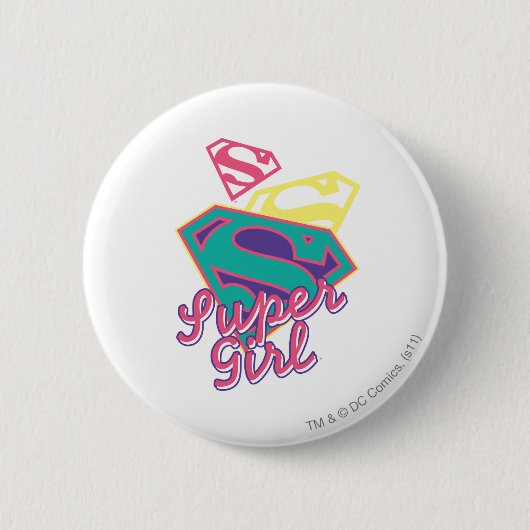 Supergirl Cursief Ronde Button 5,7 Cm (Voorkant)