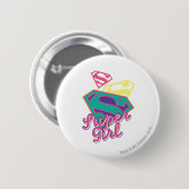 Supergirl Cursief Ronde Button 5,7 Cm (Voorkant /achterkant)