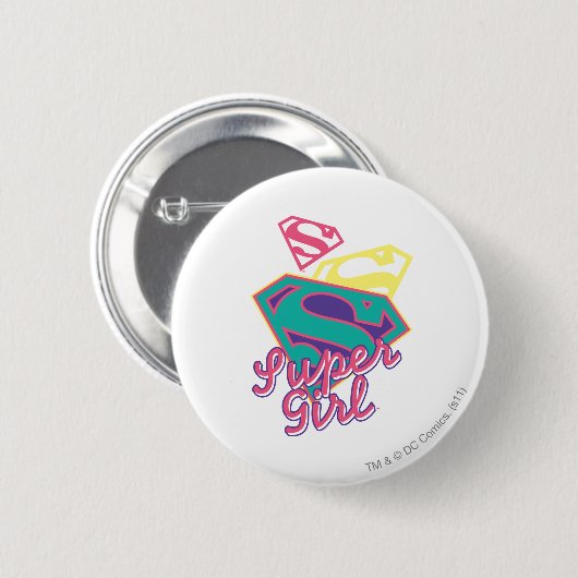 Supergirl Cursive Ronde Button 5,7 Cm (Voorkant /achterkant)