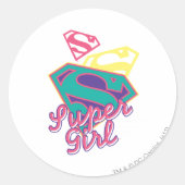 Supergirl Cursive Ronde Sticker (Voorkant)