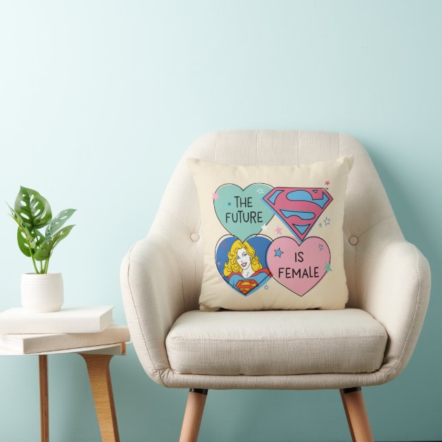 Supergirl "De toekomst is Vrouw" Kussen (Stoel)