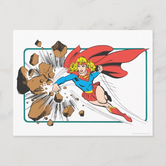 Supergirl Destroys Boulder Briefkaart (Voorkant)