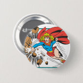 Supergirl Destroys Boulder Ronde Button 5,7 Cm (Voorkant /achterkant)