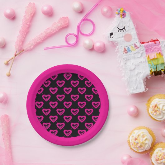 Supergirl diagonaal patroon papieren bordje (Feest)