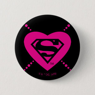 Supergirl diagonaal patroon ronde button 5,7 cm