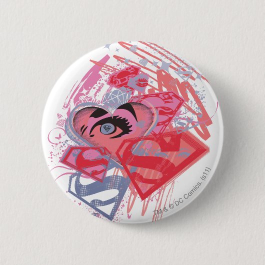 Supergirl Diamonds en Lips Ronde Button 5,7 Cm (Voorkant)