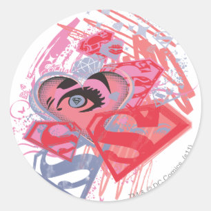 Supergirl Diamonds en Lips Ronde Sticker