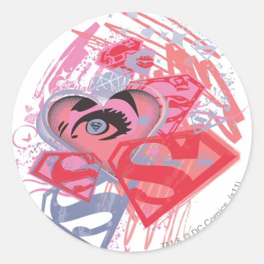 Supergirl Diamonds en Lips Ronde Sticker (Voorkant)