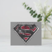Supergirl Distress Logo Black en Red Briefkaart (Staand voorkant)