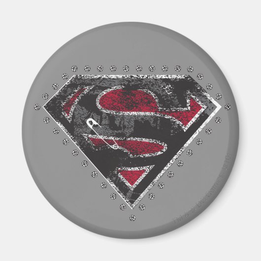Supergirl Distress Logo Black en Red Magneet (Voorkant)